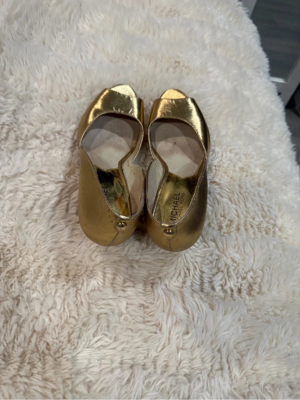 Michael Kors Metallic Gold Peep-Toe Flats